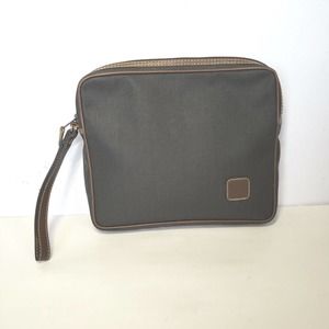 Dunhill Wristlet Pouch Men's Bag Large 9x8 Brown Logo Designer Coated Canvas